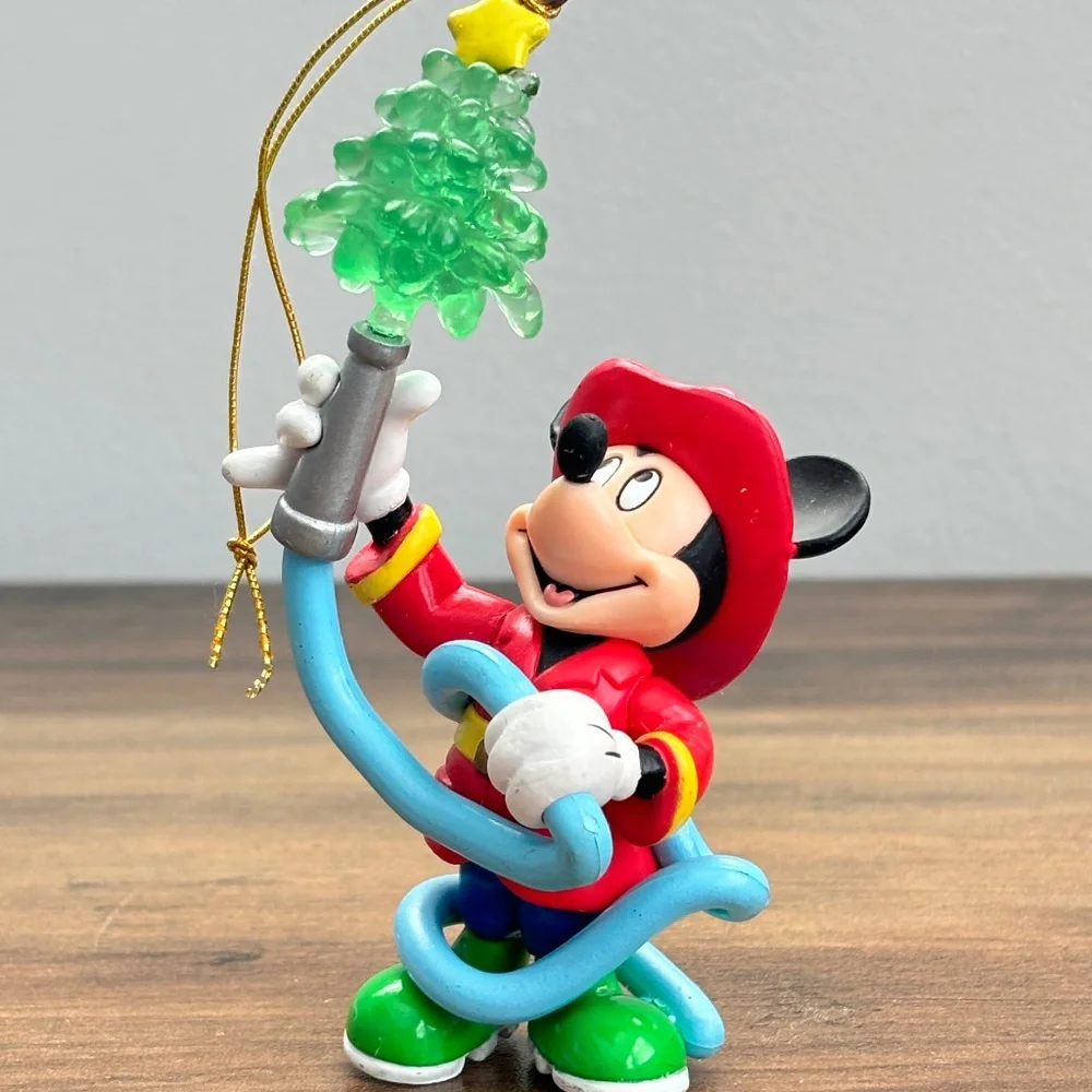VINTAGE Disney Mickey Mouse Firefighter Man Hose Christmas Tree Ornament Enesco